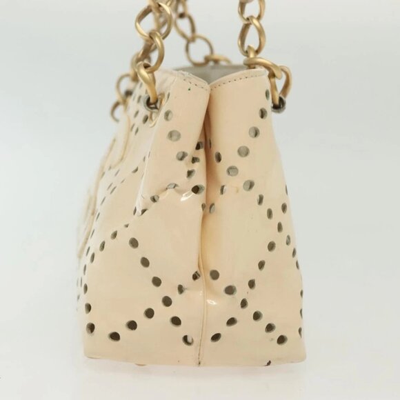 CHANEL Chain Shoulder Bag Enamel Ivory Gold CC Auth 136726 - Picture 6 of 16